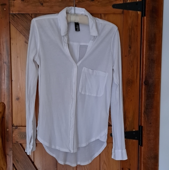 Cotton Jersey Button Down Shirt/Blouse - Picture 6 of 13
